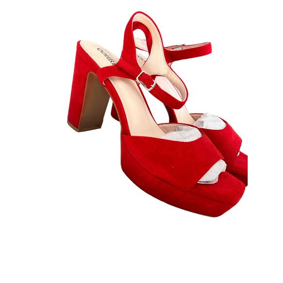 Oohrhn Women's Suede Platform Sandals with Ankle Strap - Size 10 - Picture 5 of 6